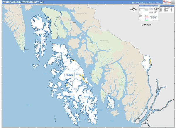 Prince of Wales-Hyder Borough (County), AK Carrier Route Wall Map